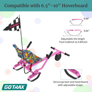 Gotrax Hoverseat Hoverboard Go Kart Attachment with Adjustable Frame and Rear Shock Absorption, Compatible with 6.5