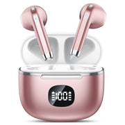 CASCHO S28 Wireless Earbuds Bluetooth Headphone 60H Deep Bass Loud Sound with 4 Mic Clear Call Ear Buds, Pink
