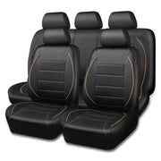 CAR-GRAND Faux Leather Car Seat Covers Full Set, Breathable, Airbag Compatible, Beige, 17105456267