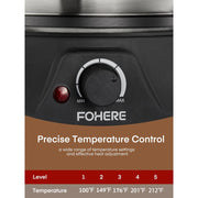 FOHERE FD-05 Electric Fondue Set with 1500W Power Temperature Control, Silver
