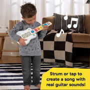 Baby Einstein Hape Rock & Strum Magic Touch Toy Guitar, White, Battery Powered, Ages 6+ Months