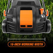 WEN Electric Dethatcher and Scarifier, 16-Inch, 15-Amp, 2-in-1 with Detachable Collection Bag, Black, DT1516