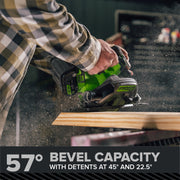 Greenworks Pro PowerAll 24V Brushless Circular Saw, 7.25-Inch 6000 RPM, Adjustable Bevel 0 to 45, Lightweight Magnesium, Tool Only, CR5185A3