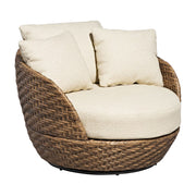 Beautiful BE5636225828002 Wicker Outdoor Swivel Chair with Boucl Cushions & Cover, Brown/Porcini