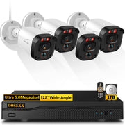 OOSSXX 4-Camera 5MP Wired Home Security Camera System, HD-Analog DVR, IP67 Waterproof Outdoor Cameras, 1TB Hard Drive