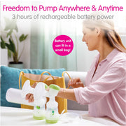 MAM 2-in-1 Double Electric Breast Pump, Dual Electric and Manual Modes, Leak-Proof Closed System, Soft Silicone Funnels, Portable Design, Includes 2 Anti-Colic Bottles, Green