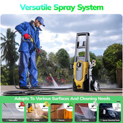 Tcisa Electric Pressure Washer, 3700 PSI, 2.5 GPM, Corded with 35FT Power Cord, 20FT Hose, 4 Quick Connect Nozzles, Foam Cannon, HC001MU10NBA