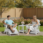 SERWALL HDPE Outdoor Ottoman Folding Patio Footstool, Weather-Resistant, Collapsible, White, 19.3x16.9x13.2 in, WM-SW-A061-012-001
