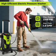 Unbranded Electric Pressure Washer, 2300 PSI, 1900W High-Power Cleaner with 4 Quick-Connect Nozzles and Soap Bottle, Green Black
