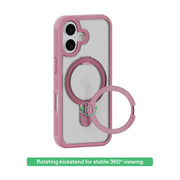 onn MagSafe Compatible Phone Case with Kickstand for iPhone 17 and iPhone 17 Pro, Frosted Clear Back, Matte Pink Sides