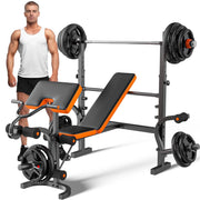 GIKPAL SP0284_02 660lb 6-in-1 Adjustable Multi-Purpose Workout Weight Bench Set With Barbel Rack & Leg Developer