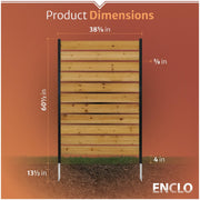 Enclo Privacy Screens Concord Cedar Wood Privacy Screen, 5ft H x 3.2ft W, Slatted Panel, No-Dig Installation, Natural Wood Finish, EC18022
