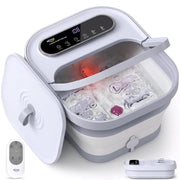ALLJOY Collapsible Foot Spa Massager with Heat, 6 Shiatsu Massage Rollers, Oxygen Bubble Therapy, Foldable Portable Foot Bath Tub with Heater