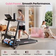 Patbrela Home Incline Treadmill with 3-Level Manual Incline, 8.8 MPH Speed, 3.5 HP Quiet Brushless Motor, 12 Preset Programs, 300 lb Capacity, Compact Design, Pink