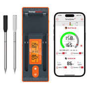 ThermoPro Twin TempSpike Wireless Meat Thermometer, Dual Probes, 500ft Range, Booster Display, Orange Gray, TP962W
