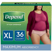 Kimberly Clark 105165901 Depend Fit-Flex Women's Maximum Absorbency Incontinence Underwear, XL, Light Pink - 36 Count