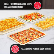 Bakken-Swiss Crisper Tray 2-Piece Set, White Marble Non-Stick Coating, Carbon Steel Bakeware, Extra Large 19 in x 13 in, Basket Design for Healthier Cooking BAKCRIPL88
