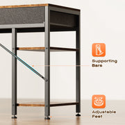 Amadwell 47 in Computer Desk with 6 Fabric Drawers, Reversible Shelves, Adjustable Middle Shelf, Rustic Brown and Black