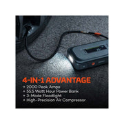NEBO Assist Air 2000XP Automotive Jump Starter with 2000 Peak Amps, Integrated Air Compressor, USB Power Bank, LED Floodlight