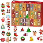 Htooq 24 Pieces Advent Calendars 2024 Lightweight Festival Style Cute Plastic Christmas Brooch Set