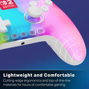 PowerA Advantage Wired Controller with Lumectra RGB Lighting, Hall Effect Thumbsticks, Mappable Buttons, Integrated C Button, White, for Nintendo Switch 2