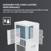 TCL 5,000 BTU Smart Portable Air Conditioner Fan Dehumidifier, 150 Sq Ft Coverage, Remote Control, Install Kit Included, White, W5P93-5