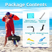 Easierhike 10x10 Beach Tent Sun Shelter, UPF 50+ Sun Protection, Windproof, Water-Resistant, Portable with Carry Bag, Turquoise