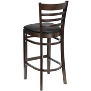 Asstd National Brand Hercules Series Finished Ladder Back Wooden Restaurant Barstool - BLACK WALNUT ONE SIZE
