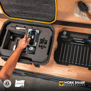 Work Sharp Professional Precision Adjust Elite Knife Sharpener Kit, Fixed Angle 15 to 30, 10-Piece Abrasive Set, Metal Construction, Black, Includes Carry Case WSBCHPAJ-PRO-ELT-ATL