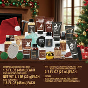 Body & Earth RRBSNON011 Men's Grooming Advent Calendar 2025, 24-Piece Beard and Bath Care Set with Sandalwood Cedar Scent