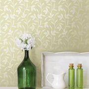 Brewster Cynthia Champagne Tonal Leaf Trail Prepasted Nonwoven Wallpaper, 20.5-in by 33-ft Roll, 56.4 sq. ft., 2532-20480