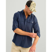HUK Next Level Men's Long Sleeve Fishing Button-Down Shirt, UPF 50+ Sun Protection, 4-Way Stretch, Moisture-Wicking, Naval Academy, Large, H1500215