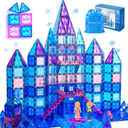 FunMagic KBZS-102 102pcs Frozen Castle Magnetic Tiles 3D Diamond Building Blocks for Pretend Play