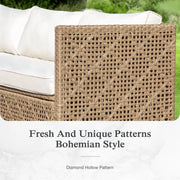 Alpha Joy PV-489-SW 3-Pieces Wicker Patio Furniture Conversation Set, Beige