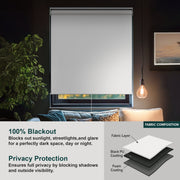 Chicology Cordless Blackout Roller Window Shades, Room Darkening, Privacy, Byssus White, 32 in W x 72 in H, Easy Install, RSBW3272