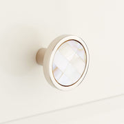 Signature Hardware 443826 Kumano Round White Mother of Pearl Cabinet Knob, Polished Nickel