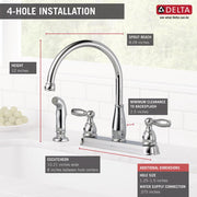 Delta 21988LF Faucet Two Handle Kitchen Faucet with Spray, Chrome