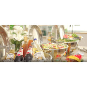 NEWKITCHEN CD-RD6Q-GD4 6QT Chafing Dishes Set, Stainless Steel with Elegant Gold Embellished Silver, 4 Pack, Includes Spoon and Clip