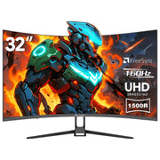 CRUA 32-Inch Curved UHD 4K Monitor, 160Hz Refresh Rate, 1500R Curvature, Black with RGB Lighting and Built-In Speakers, CRUA32UHD160R