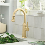 BLANCO Empressa Bar Faucet, 1.5 GPM Water-Saving, Matte Black, Solid Brass, Single Hole Deck Mount, 180 Swivel Pull-Down Spout, 443025