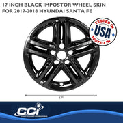 Coast to Coast IMP460BLK Impostor Wheel Skin, 17 in, 5 Split Spokes, Snap-On, Gloss Black, ABS Plastic, Set of 4