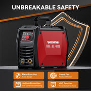 ARCCAPTAIN ARC205 Pro Stick Welder with Bluetooth App Control, IGBT Inverter, 205A Output, Stick and Lift TIG Modes, Hot Start, Arc Force, Anti-Stick, 110V/220V, Portable