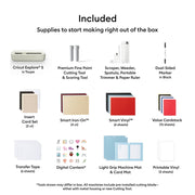 Cricut z20-12404-G9 Explore 5 Cutting Machine Essentials Bundle with Smart Vinyl and Heat Transfer Sheets, Multicolor, DIY Decals and Stickers