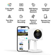 Wyze Cam OG Bullet Camera, Indoor/Outdoor, 1080p HD with Color Night Vision, Built-in Spotlight, Two-Way Audio, IP65 Weatherproof, Cam Plus Subscription WYZECGSCP3
