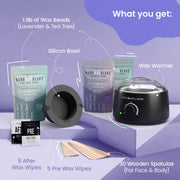 Tress Wellness TWAWB8137 Hair Removal Waxing Kit with Hard Wax Beads for Men & Women - Black