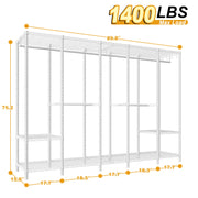 Ulif Home H50-White Heavy Duty Clothing Rack for Hanging Clothes - Extra Large 1400lb Capacity Garment Rack