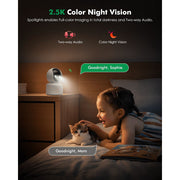 Gpirokcys Wireless Indoor Security Camera, Battery Powered with 6000mAh Rechargeable, 360 PTZ, 2.5K 4MP Color Night Vision, AI Motion Detection, Two-Way Audio, App Remote Control, Y660