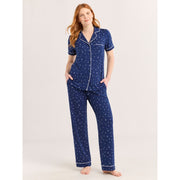 Joyspun Womens Notch Collar Pajama Set, Super Cozy Knit Fabric, Chest and Side Seam Pockets, Vibrant Colors, 2-Piece