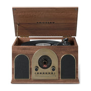 Crosley Hayes 8-In-1 Record Player with Bluetooth, Belt Drive Turntable, Built-In Speakers, Walnut Brown, CR7025A-WA