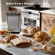 Patbrela Bread Maker Machine, 25 Preset Programs, 2LB Capacity, Stainless Steel, Brown, Digital Touchscreen, 3 Crust Colors, 3 Loaf Sizes, 15-Hour Timer, Keep Warm Function
